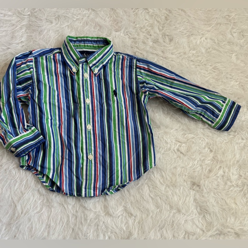 Ralph Lauren Baby Boys Preppy Multi Colored Striped Button-Down Shirt